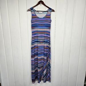 Calvin Klein Sleeveless Colorful Zigzag Scoop Neck Maxi Dress sz 2